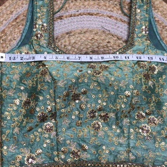 Handcrafted Jade Green Lehenga Choli 3 Piece Set – Worn Once Excellent Condition - Picture 7 of 7